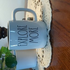 *NEW* Rae Dunn "EXPLORE MORE" Mug, White w Green interior *Never Used* camper